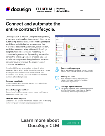 Docusign CLM - Automate your entire contract lifecycle with your  team from FUJIFILM Process Automation.